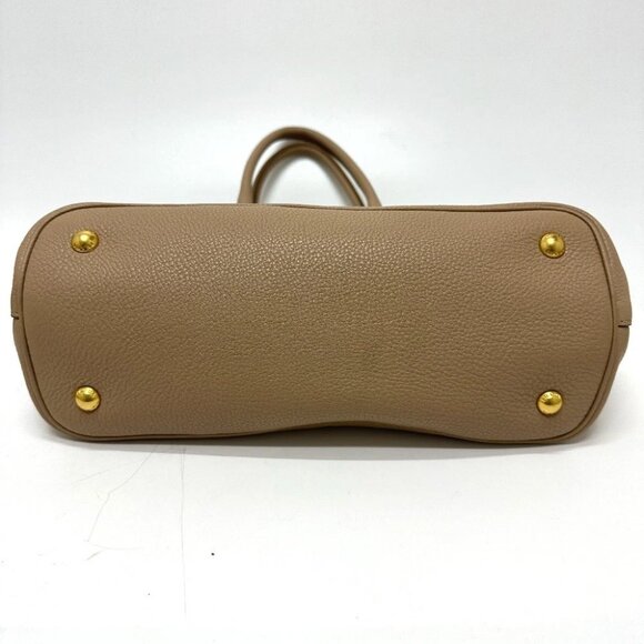 PRADA 1BA058 logo 2WAY Hand Bag Leather Beige - Picture 16 of 16